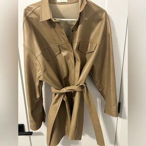 OAK + FORT Tan Belted Trench Coat
